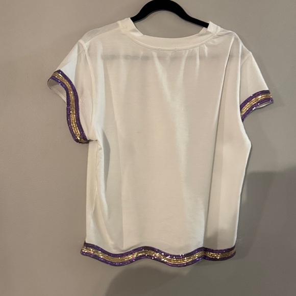 Mary Square White and Purple and gold Football Print Lounge Set - Picture 3 of 6